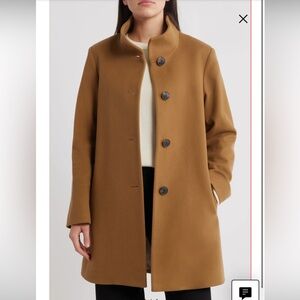 FLEURETTE Dawn or Grace Stand Collar Wool Car Coat In Camel plus size 24